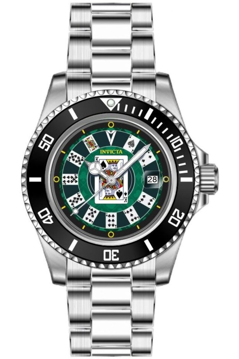 Invicta Pro Diver 50524 Heren Horloge - Waterdicht - Analoog - Quartz Uurwerk - Roestvrij Staal met groene Wijzerplaat - 40mm