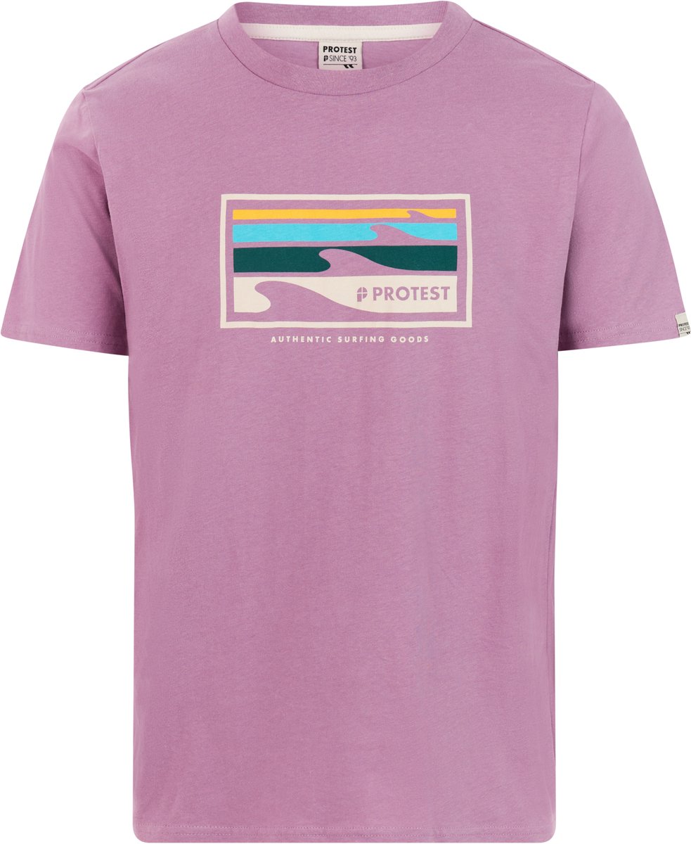 Protest PRTHanwell T-shirt Heren Korte mouwen Ronde hals Normale pasvorm Crème Plum / Mauve