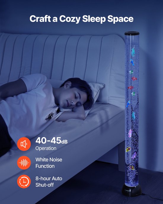 VEVOR Lava Lamp 10 Vis Bubble Light Lamp 1,2 M 16 Kleureffecten Afstandsbediening van Vevor — afbeelding 4