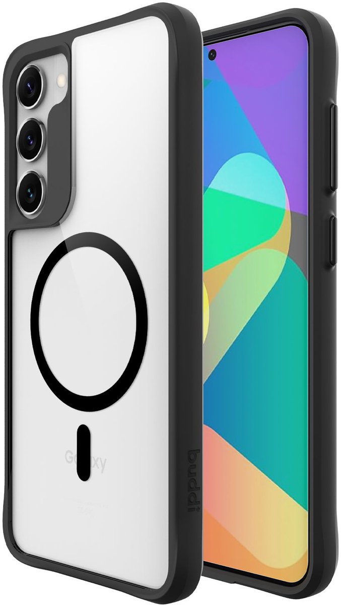 Buddi Hybrid - Hoesje Geschikt voor Samsung Galaxy S23 - Compatibel met MagSafe - Back Cover met Magneet - Magnetische Beschermhoes - Case Transparant Zwart