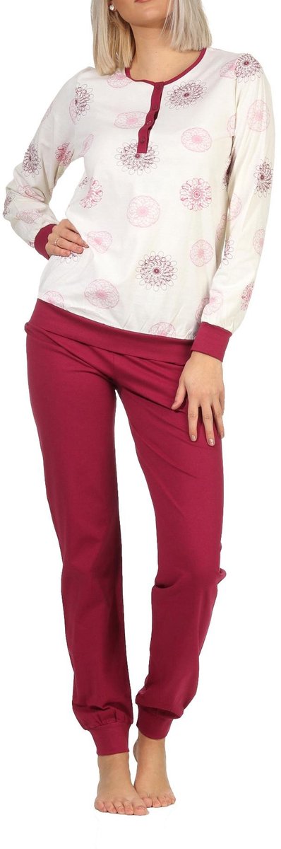 Edele dames Interlock Pyjama lang met manchetten - ook in overmaats formaat - 202 96 105