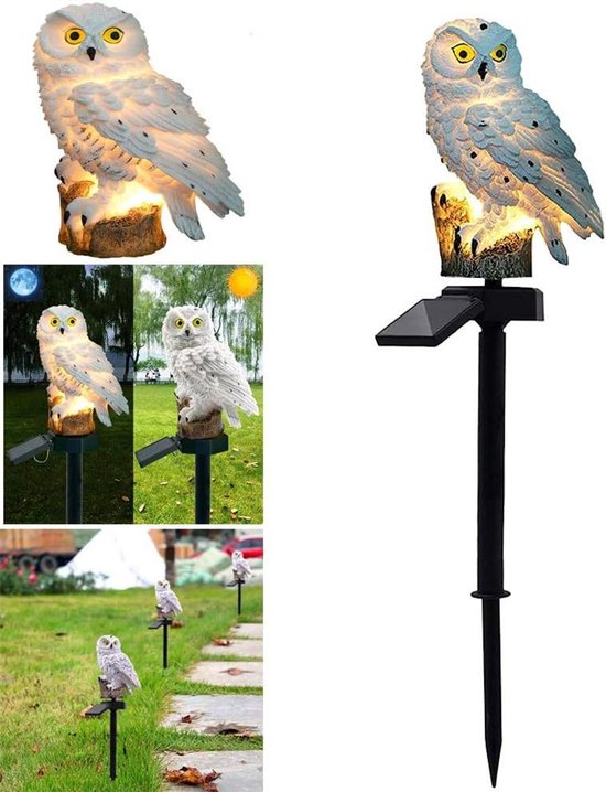 Solarlamp voor in de tuin - Decoratieve uil op zonne-energie - Waterdicht en weerbestendig - Gazon- en padverlichting - Buitenverlichting voor terras - Tuinaccessoires met uil design
