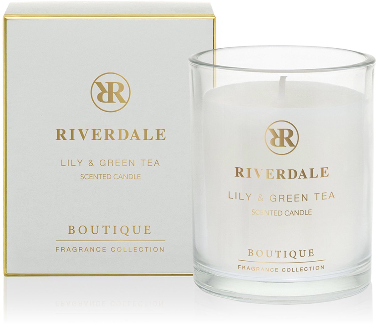 Riverdale - Geurkaars in pot - Lily & Green Tea - 10 cm - Grijs - Subtiele geurverspreiding