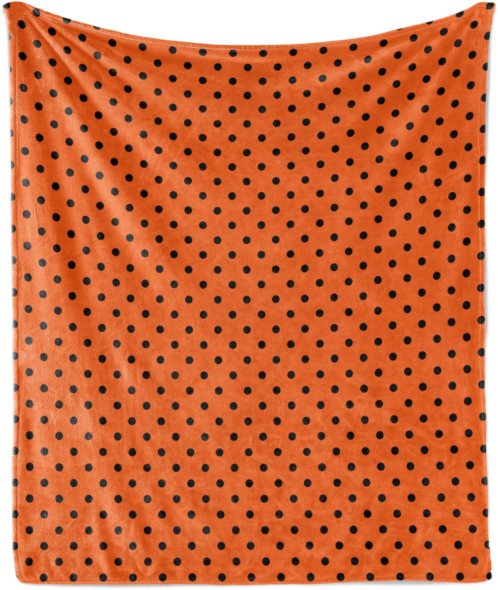 ABAKUHAUS Oranje Zachte Flanellen Fleece Deken, Vintage Polka Dot Tegel, Gezellige Pluche Plaid, 125 x 175 cm, Oranje Zwart