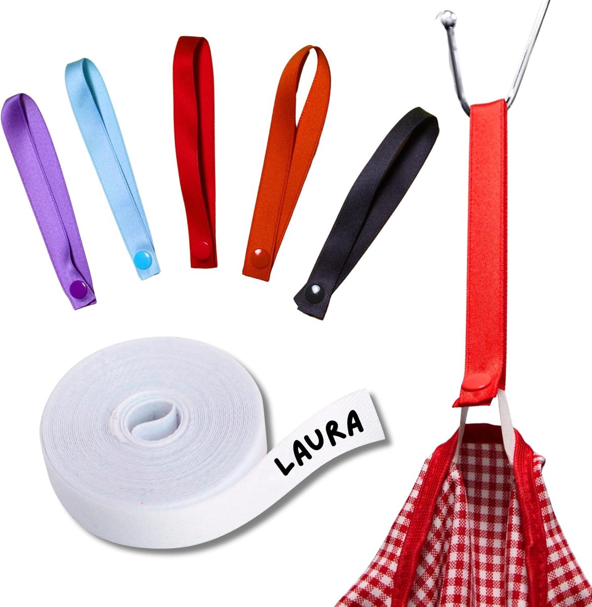 Kinderkledinghangers Set - Kleding organizers - Kleding markeren - Aanpasbare tape - Optie 1