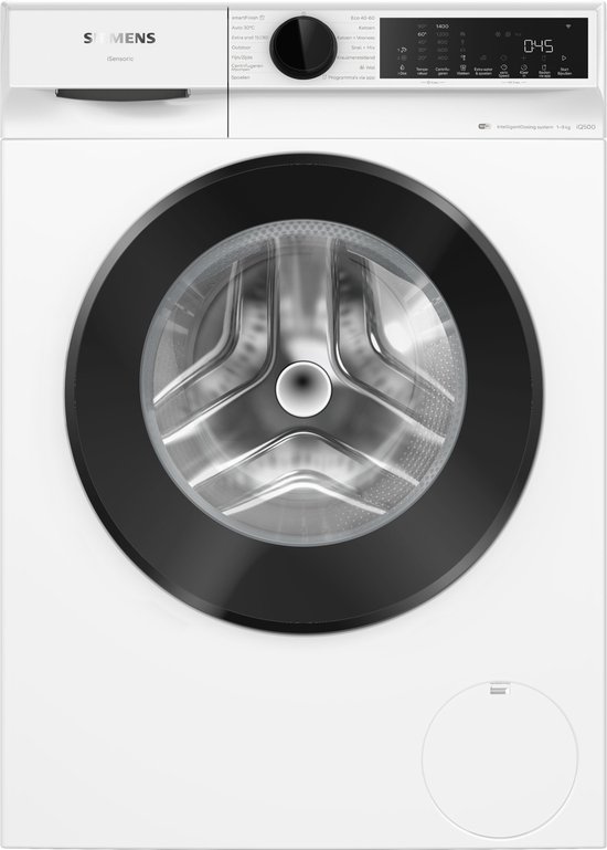 Siemens WG44J2A5NL - iQ500 - Wasmachine met stoom - Automatisch doseren - 9 kg - 1400 rpm - smartFinish: vermindert kreukels tot 50% - Energieklasse A - speedPack L: verkort wasprogramma's met varioSpeed - Home Connect