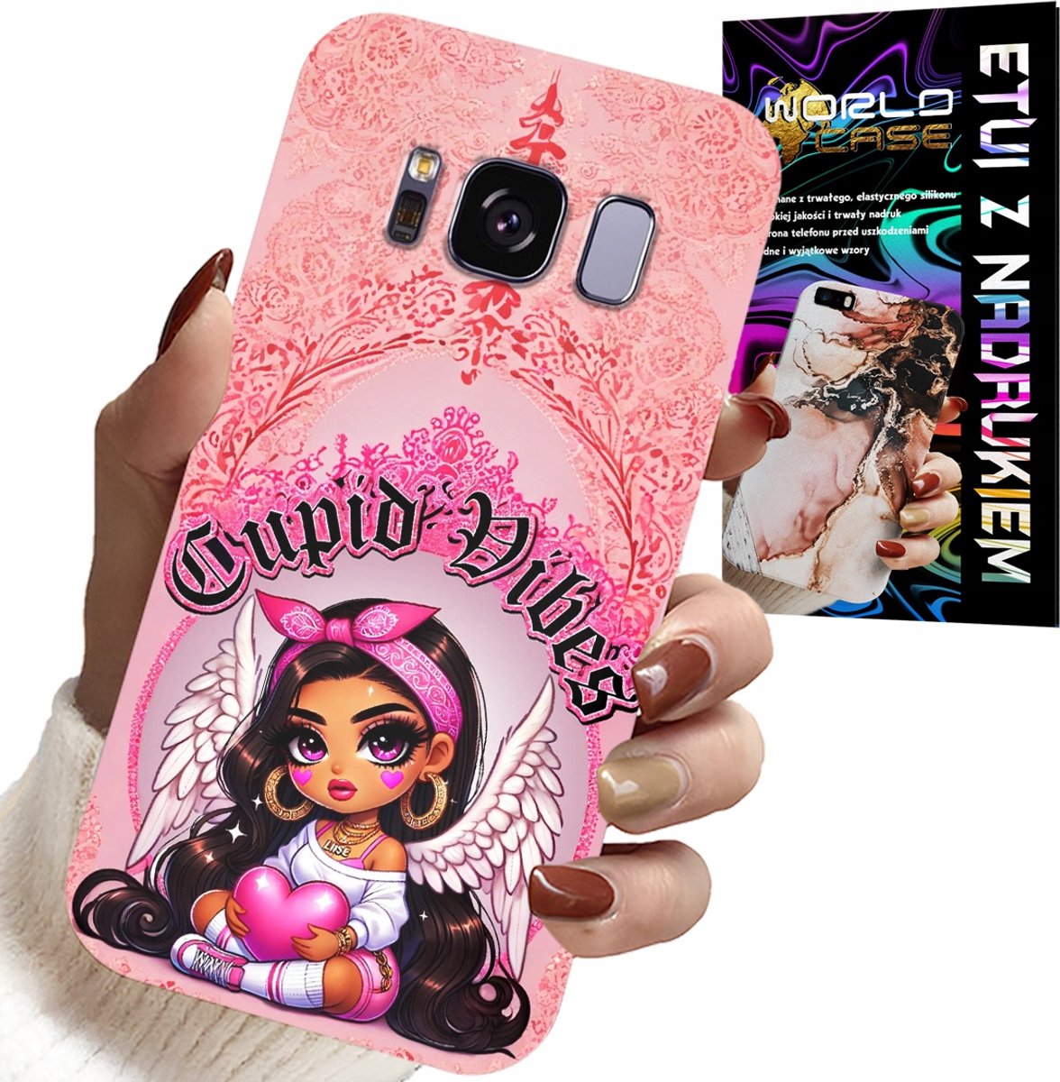 HOESJE VOOR SAMSUNG GALAXY S8 - CUPID VIBES MET EEN SCHATTIGE ENGEL OP DE ACHTERKANT