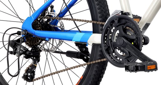 VERDANT CALIX Mountainbike 26", MTB-fiets voor dames en heren, fiets 6 inch - vering, schijfremmen, 21 versnellingen - Wit-Blauw-Oranje van Verdant — afbeelding 2