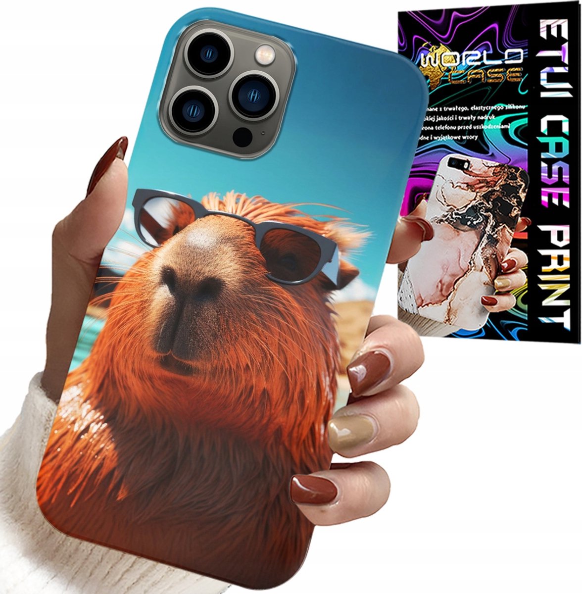 HOESJE VOOR IPHONE 11 PRO - ZOETE CAPYBARA, CAPIBARA-HOESJE + GLAS