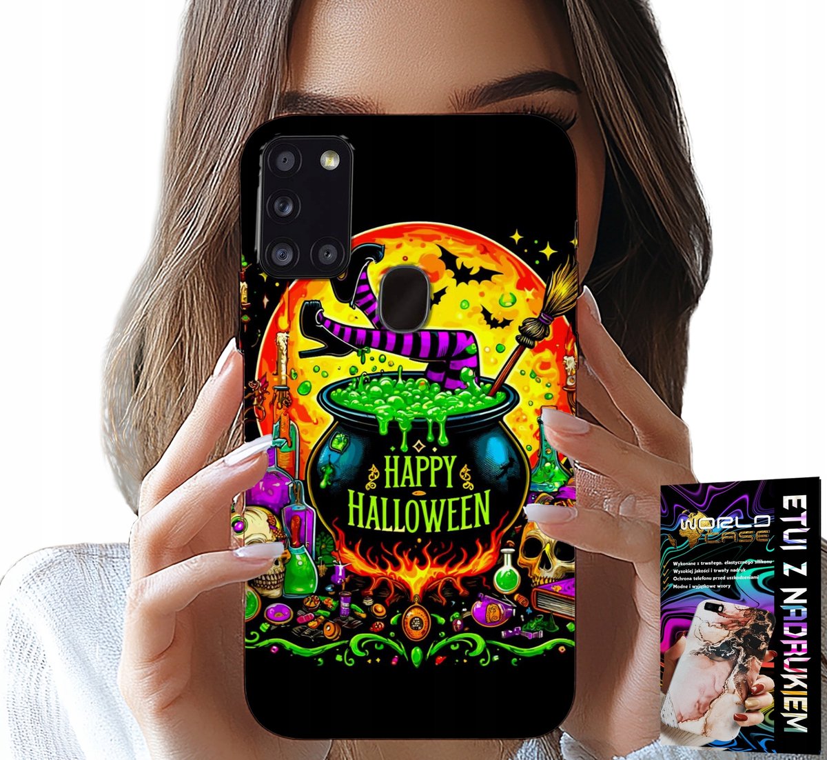 HOESJE VOOR SAMSUNG GALAXY A21S - HEKSENKETEL TOVERSTAF HALLOWEEN GLAS