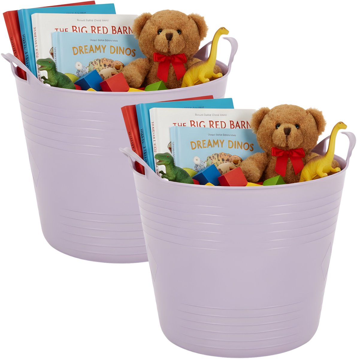 Storage solutions speelgoedmand - 2x - lila paars - 27 l - kunststof - 42 x 35 cm - opbergmand
