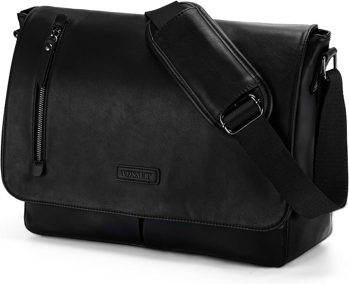 Herentas Canvas Leer - Schoudertas Werk - Laptop Transport - Geschikt voor 14 inch