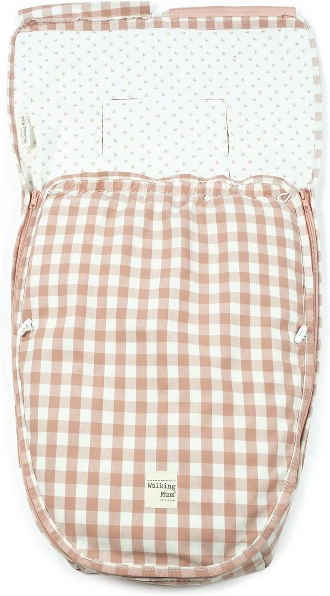 Baby Voetenzak - Kinderwagen Dek - Comfortabel Wandelen - Anti-transpiratie Rug - Universeel 80x41cm - Roze Vichy — afbeelding 4