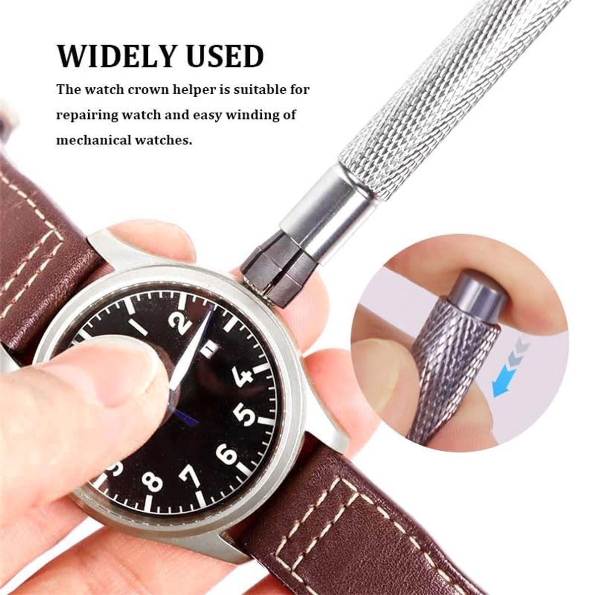 Horlogekroonwinder Gereedschap - Opwindinstrument Horloge - Mechanische Reparatie - Handmatig Gebruik - 5mm - Verchroomd