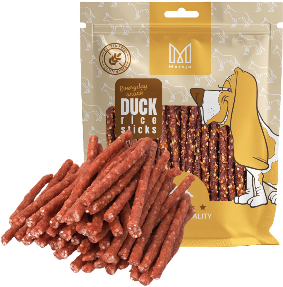 Mersjo - Przysmaki mięsne - Kabanosy z kaczką i ryżem - 500g - Graanvrij