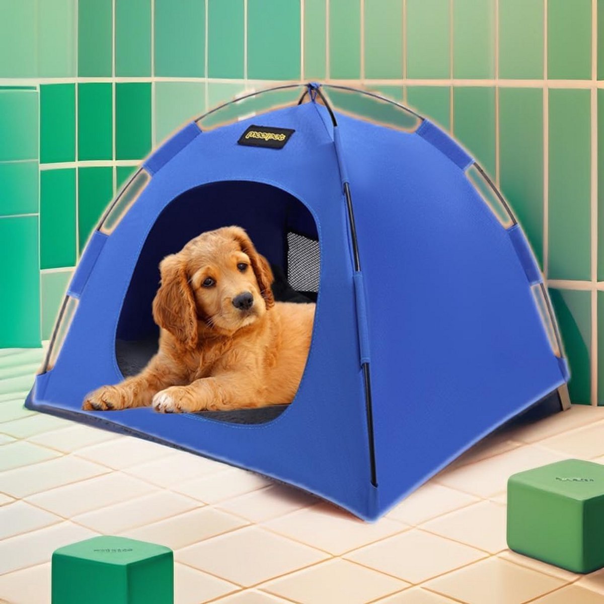 Polyester Huisdierentent - Uitneembaar, Opvouwbaar en Draagbaar Huis voor Honden en Katten (36 Inch, Groen)