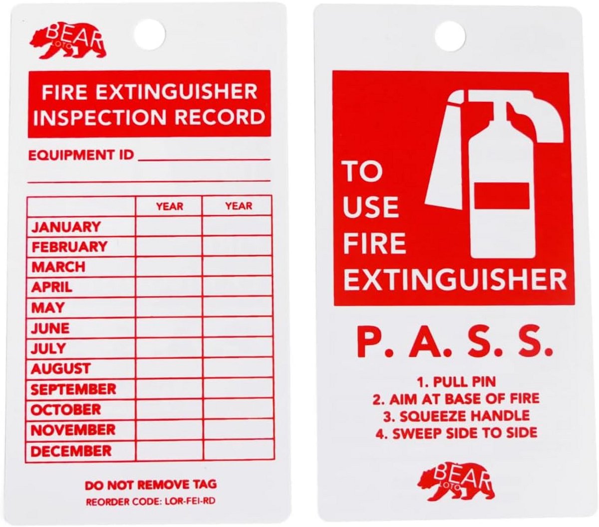 20x Inspectietags Brandblusser Inspectie en Onderhoud - Maandelijkse Herinnering Veiligheidslabel Rood