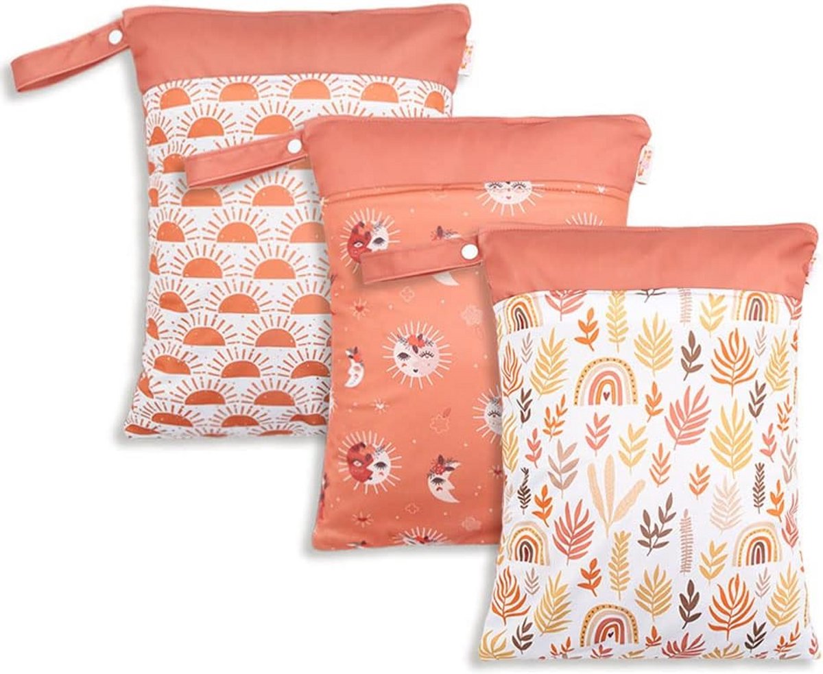 Set van 3 Herbruikbare Waterdichte Luiertassen met Rits - Groot Formaat voor Baby en Kinderwagen