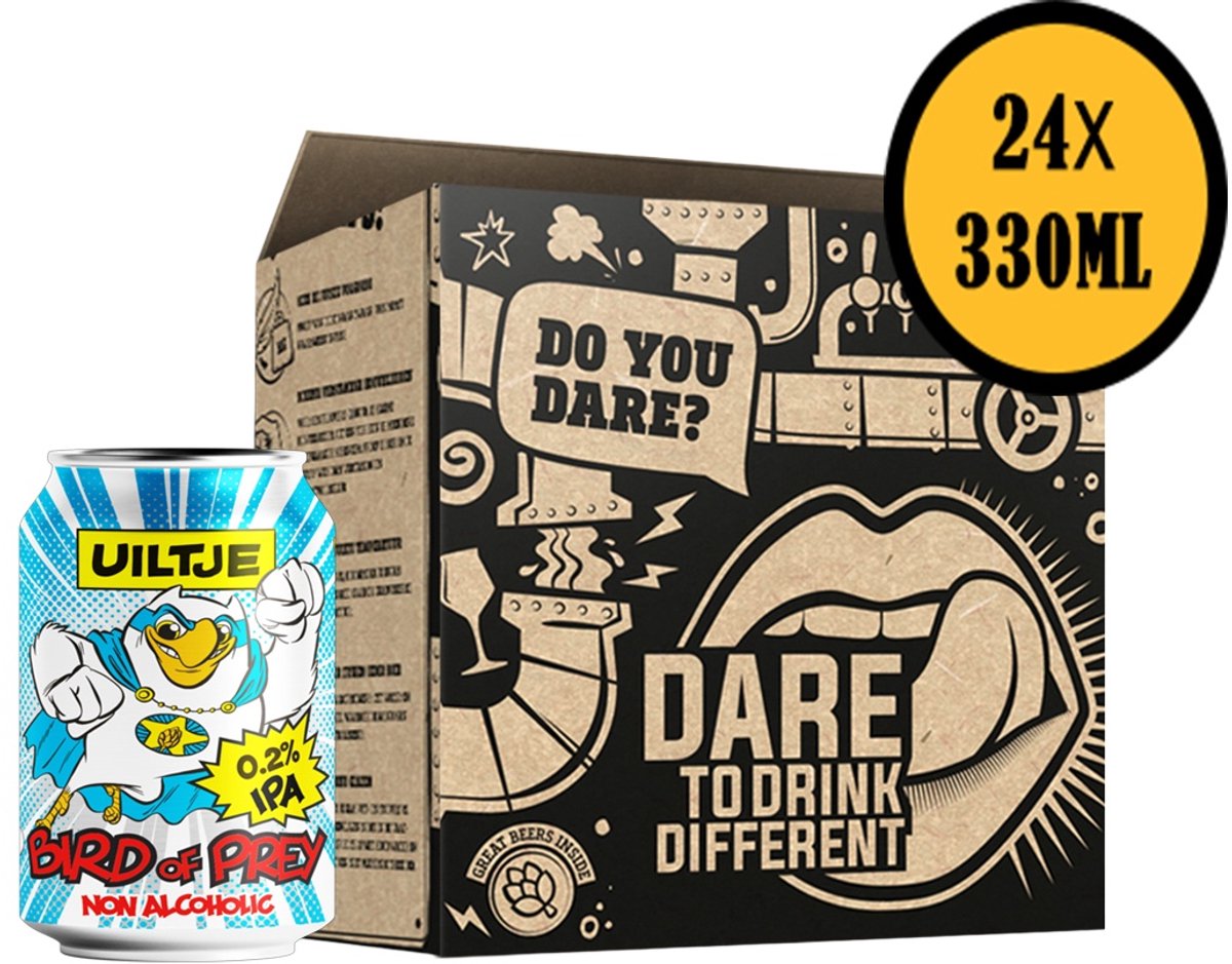 Uiltje Bird of Prey - Alcoholvrij IPA Bier 0,2% - 24-pack 33cl Blikken