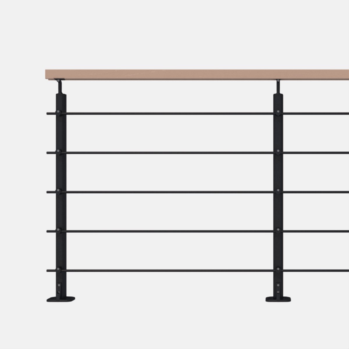 Kordo - Balustrade vlakke montage - OPALU - Zwart met beuken handgreep - 2 m
