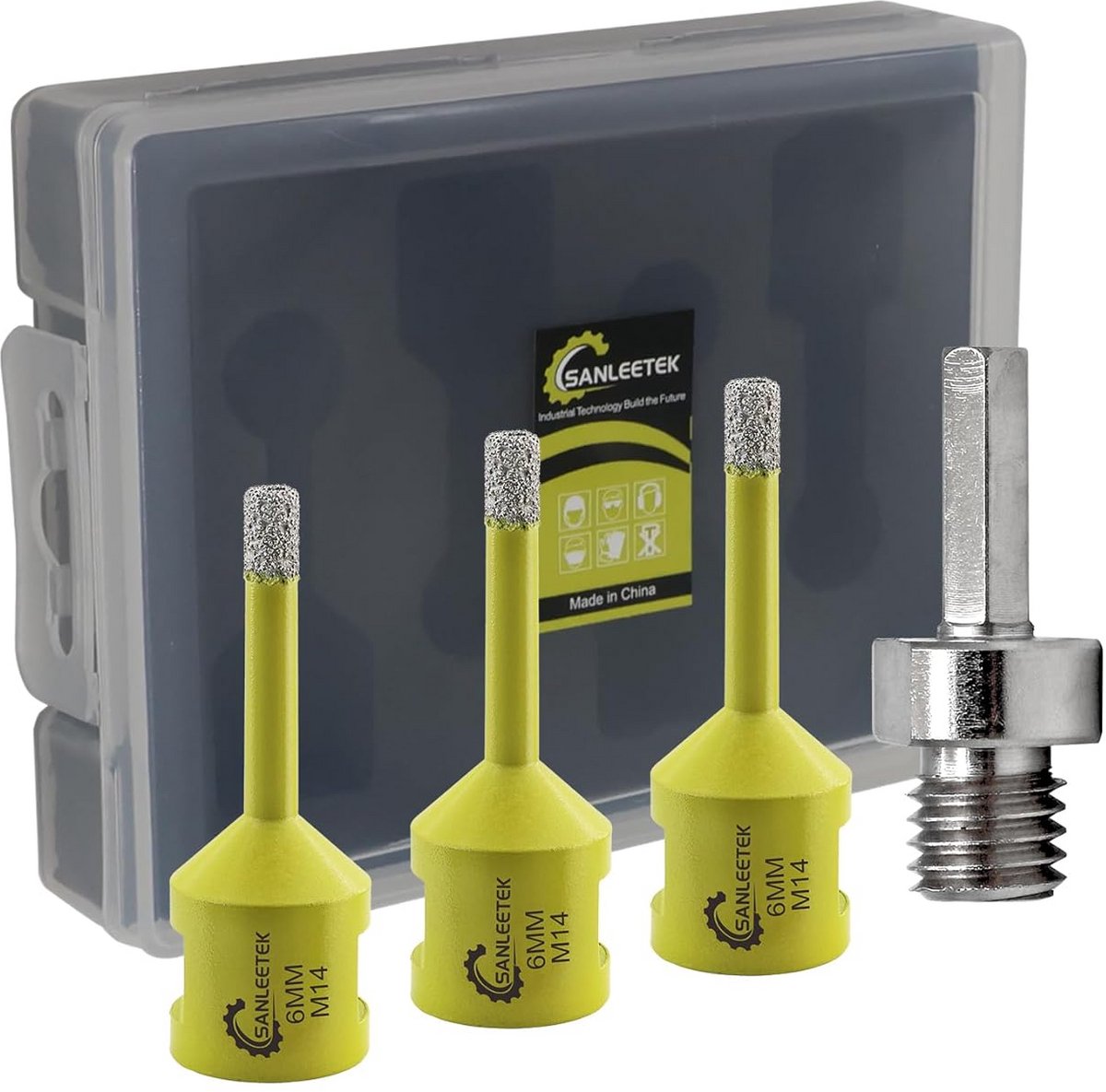 Diamant Boorset 4 stuks 6 mm M14 voor Tegels en Hard Gestorte Materialen met Hexbusadapter