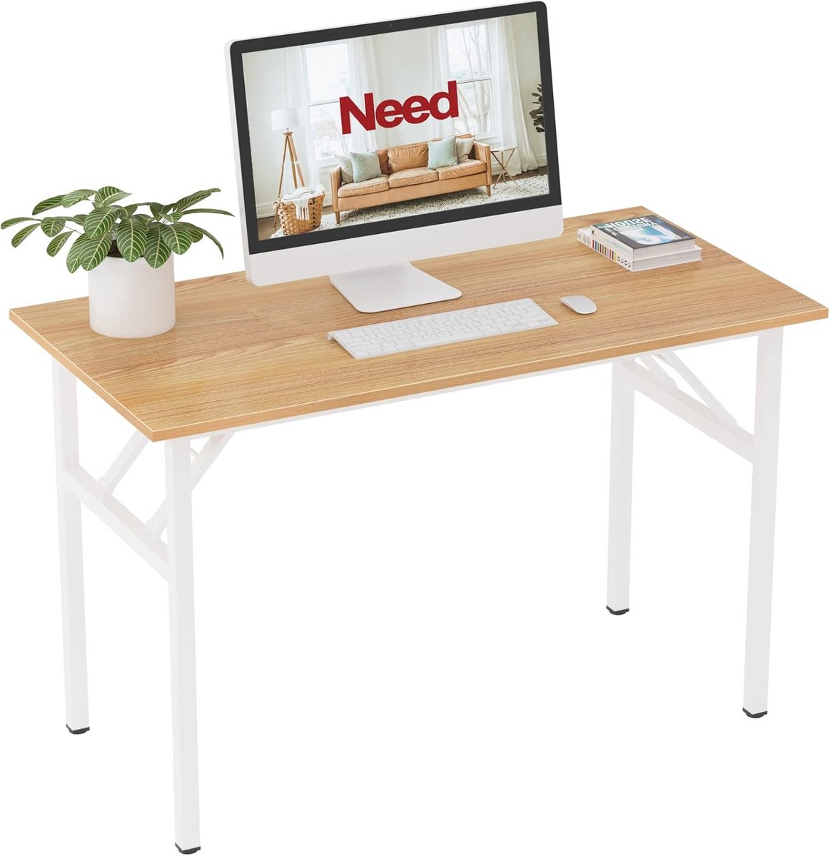 Opvouwbaar Bureau 120 cm - Stevig Tafelblad van Hout en Metaal - Ideaal voor Thuis en Kantoor