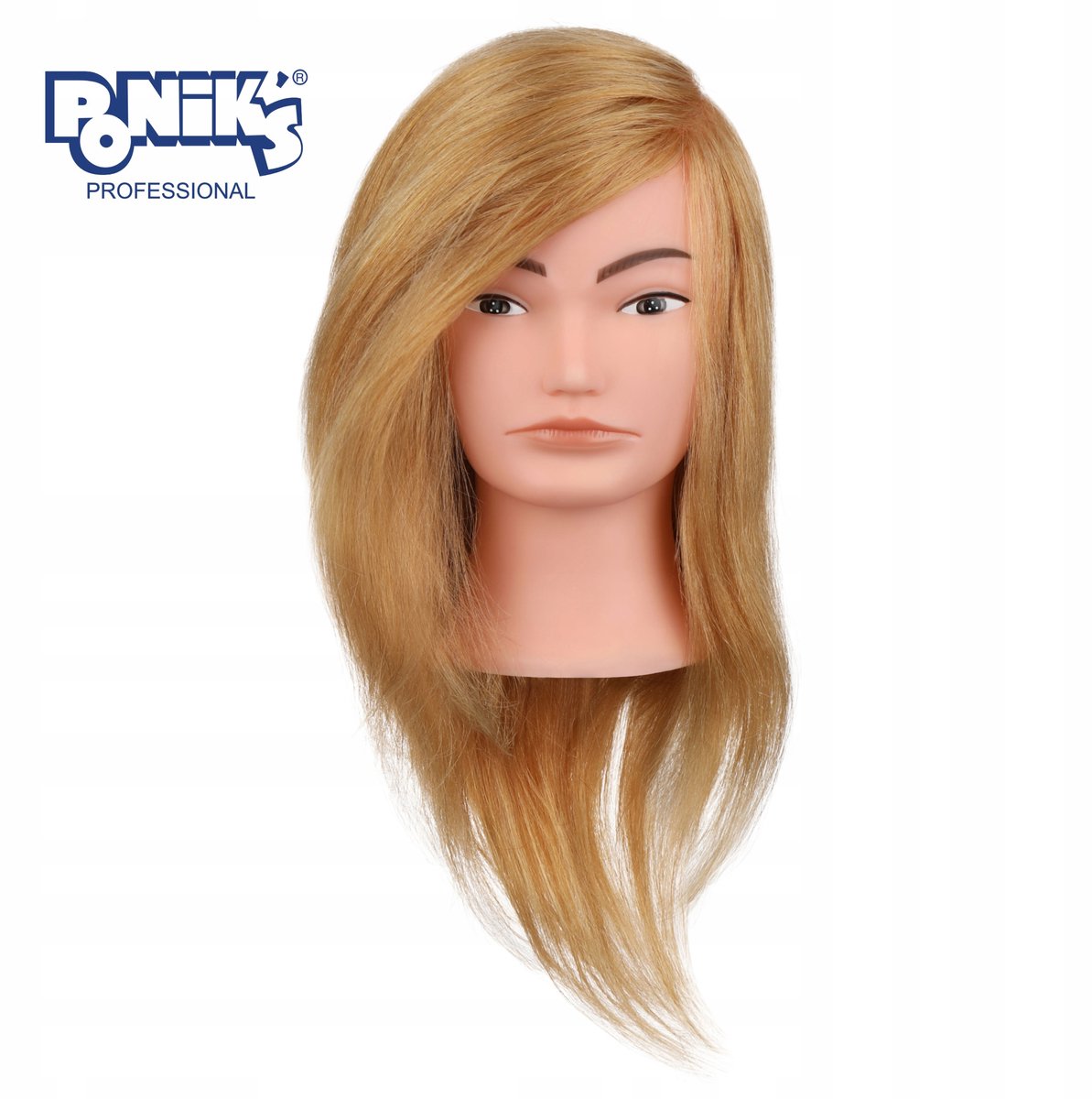 Poniks Kappers Opleiding Hoofd - NATUUR MENSENHAAR BLOND 100% - 50CM