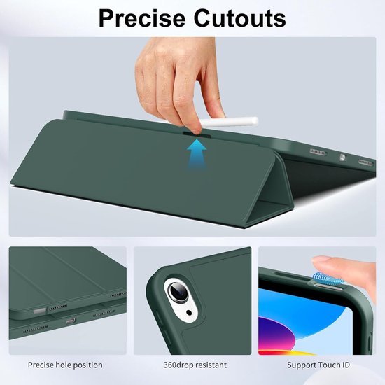 Casemania Stylus en Hoes Geschikt voor Apple iPad 2025 (A16) - Donker Groen - Universeel Stylus Pen - Smart Cover met Pencil Slot Uitsparing van Merkloos — afbeelding 4