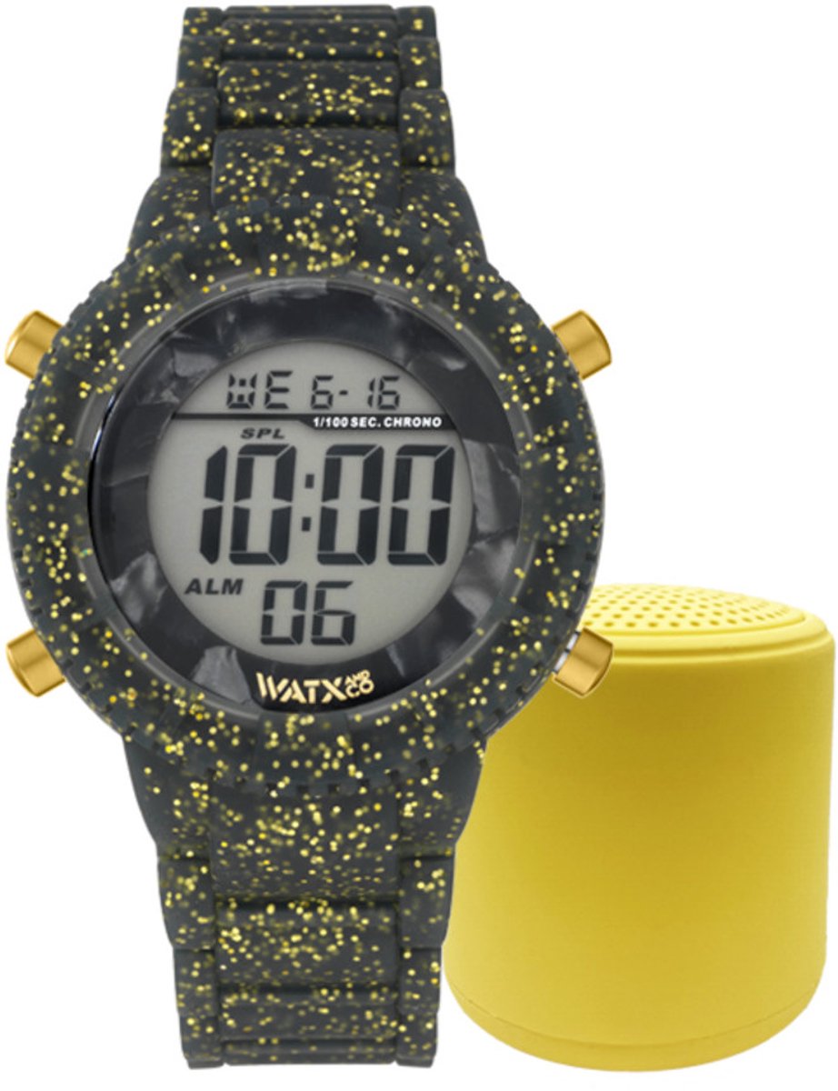WATXANDCO Serie - Dameshorloge - Quartz - Zwart - Goud - Silicoon Band