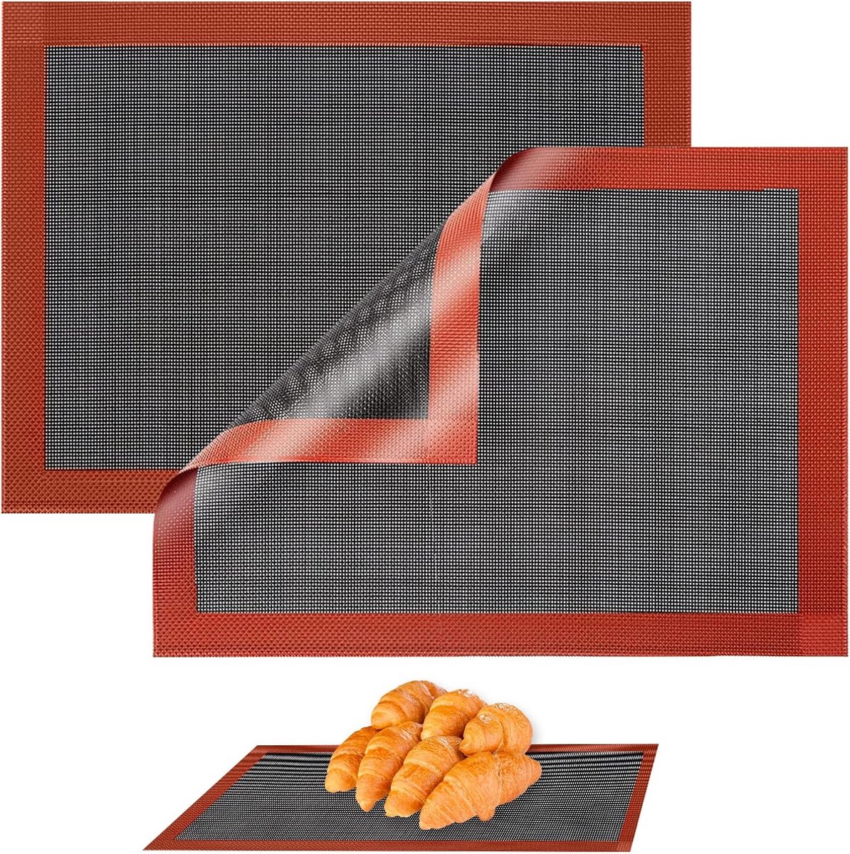 Siliconen Bakmat 40 x 30 cm - 2 Stuks Herbruikbaar en Anti-Slip