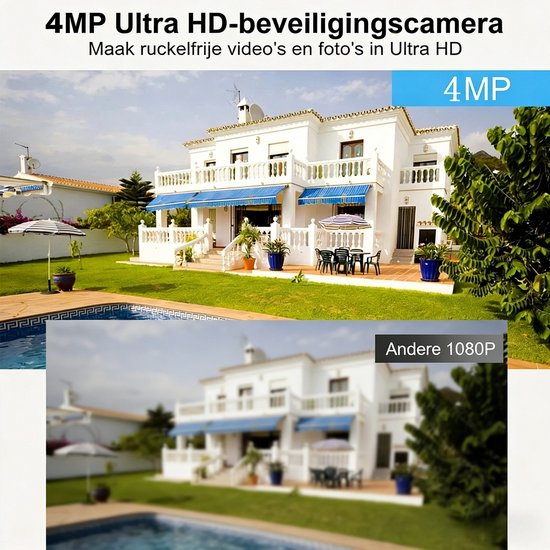 TWUFY Solar Camera - Beveiligingscamera Draadloos Buiten - Buiten Camera met Nachtzicht - Buiten Camera met Zonnepaneel - Bewakingscamera voor Buiten - Beveiligingscamera Buiten - 4MP Ultra HD - Met wifi en App - 2 Stuks van Merkloos — afbeelding 4