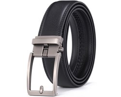 Rhinobelt - Riem Heren Automatische Gesp - Ceintuur Heren - Riem Zonder Gaatjes - Echt Leer - Perfecte pasvorm - 120CM - Zwart