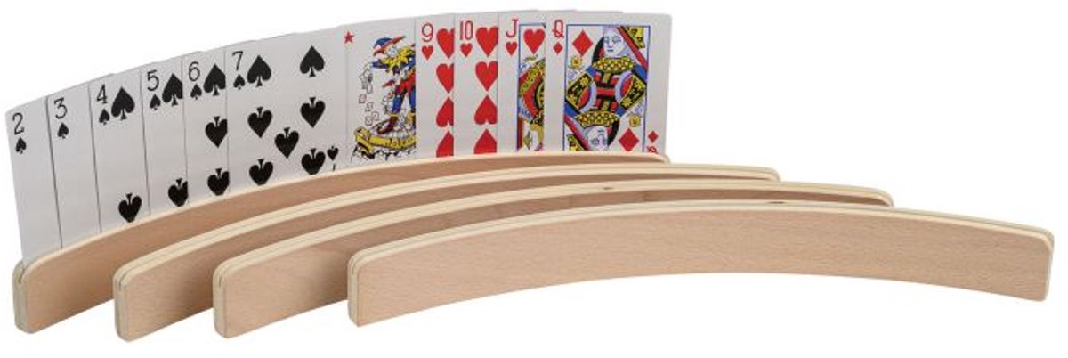 Philos houten speelkaartenhouder FSC 100% - set van 4 - 35 cm.