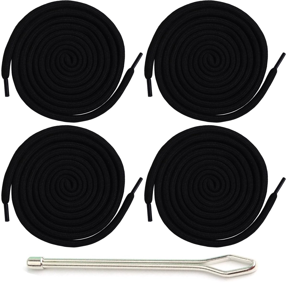 Set van 4 katoenen trekkoord van 160 cm met metalen uiteinden voor kleding en accessoires
