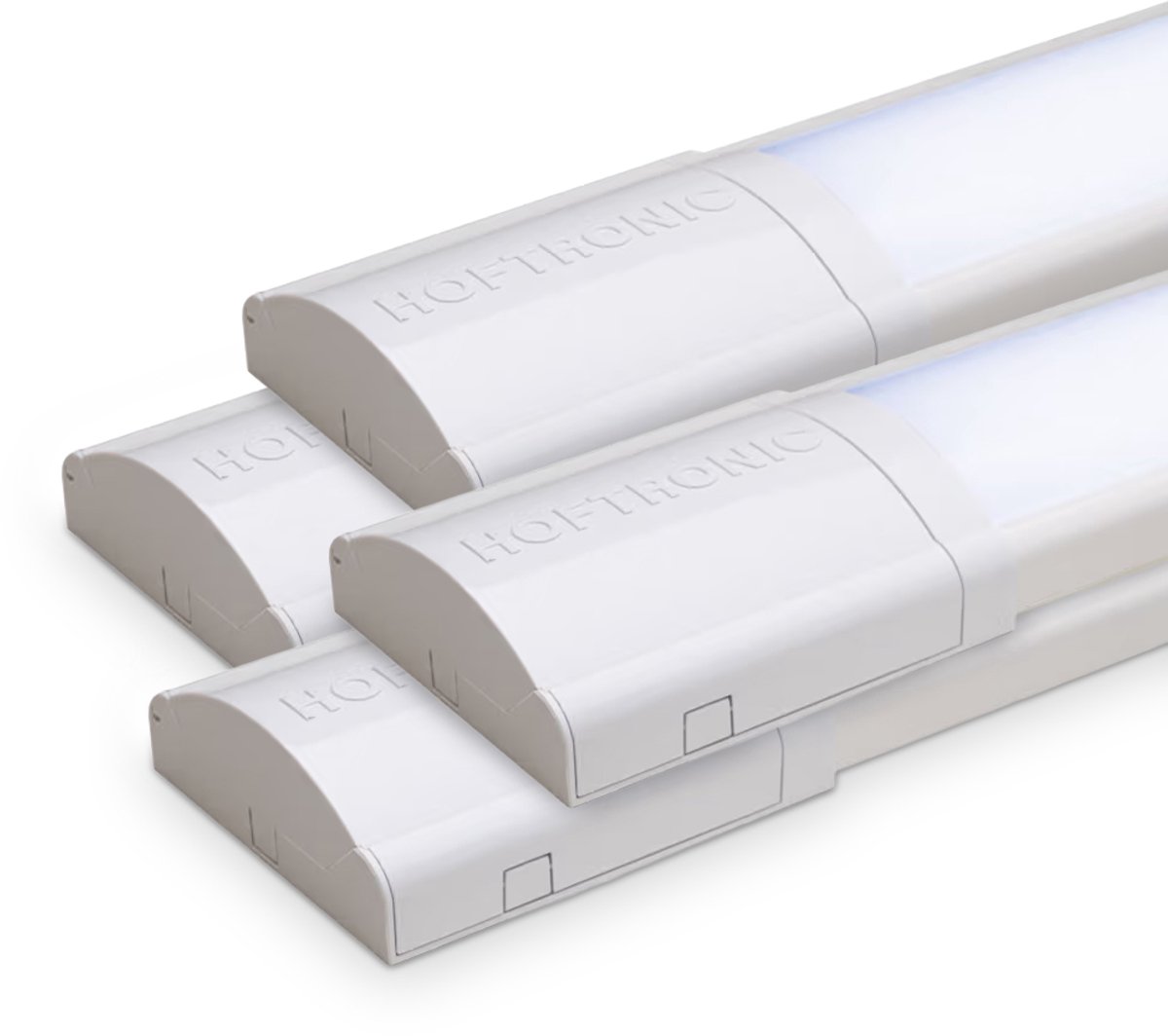 4x HOFTRONIC - LED Batten 60cm - 20W 2400 Lumen - 6400K Daglicht wit - LED TL Armatuur - Voor werkplaats, schuur en als onderbouwverlichting - Incl. montageklemmen & quick connector - 5 jaar garantie