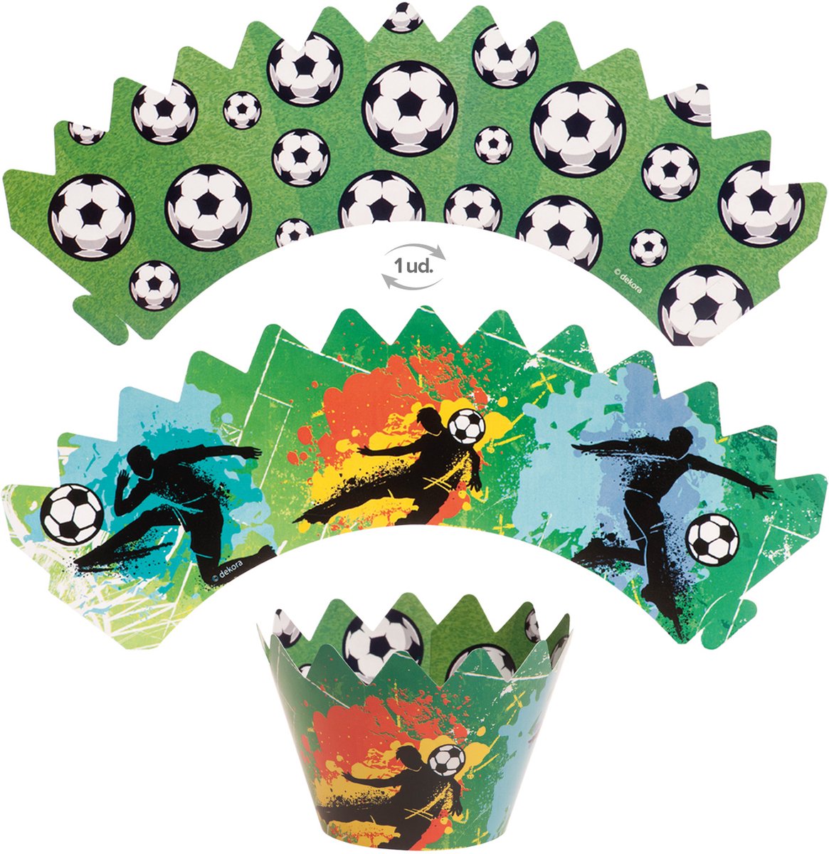 Dekora Voetbal Cupcake Wrappers + Prikkes set/12