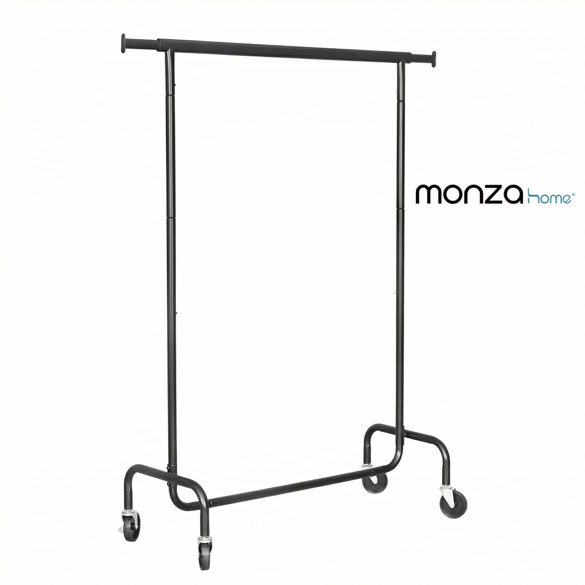 Monza Home® Kledingrek Zwart op Wieltjes - Metaal - Uitschuifbaar
