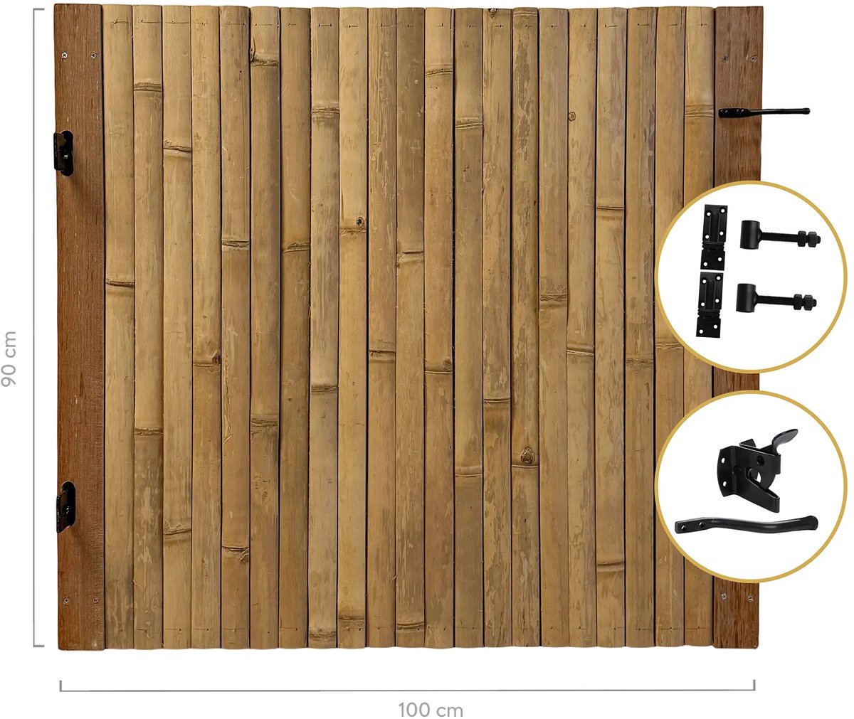 Masters of Bamboo® Bamboe Tuinpoortje Budget - 100 x 90 cm - Naturel - Rechtsdraaiend