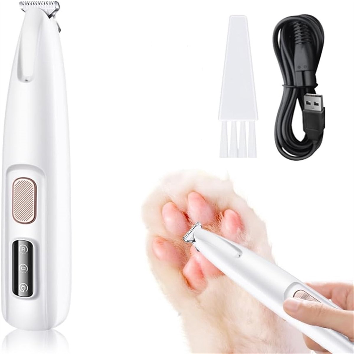 carmdering - Hondentondeuse - Hondenpoottrimmer met LED-licht - Trimmer - Honden Tondeuse - elektrische hondentrimmer voor poten - Honden Trimset - Poten Trimmer Hond - Hondenverzorging - scheerapparaat voor huisdierenhaar - voor honden en katten