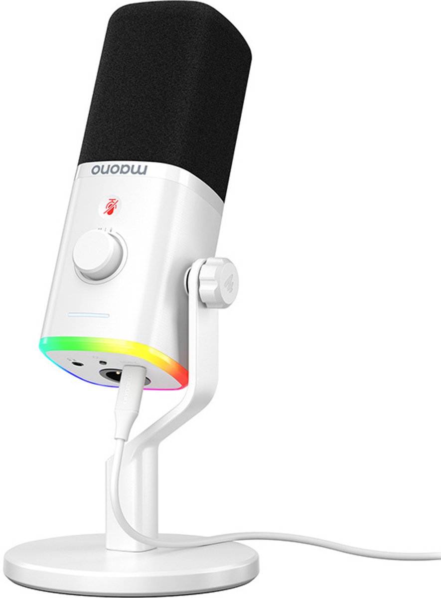 Maono PD100X - Microfoon voor Computer - USB/XLR Microfoon - Streaming - YouTube - Podcasting - Dynamische Microfoon - Plug & Play - Studio Geluidskwaliteit - Wit