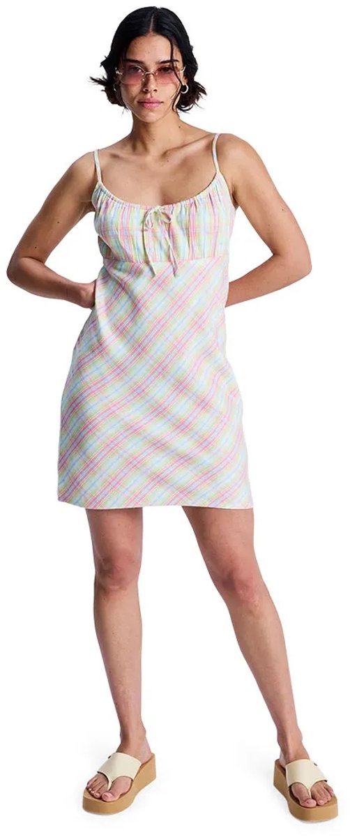 Roxy Limitless Mouwloze Korte Jurk Veelkleurig XS Vrouw Coconut Milk Plaid Swell