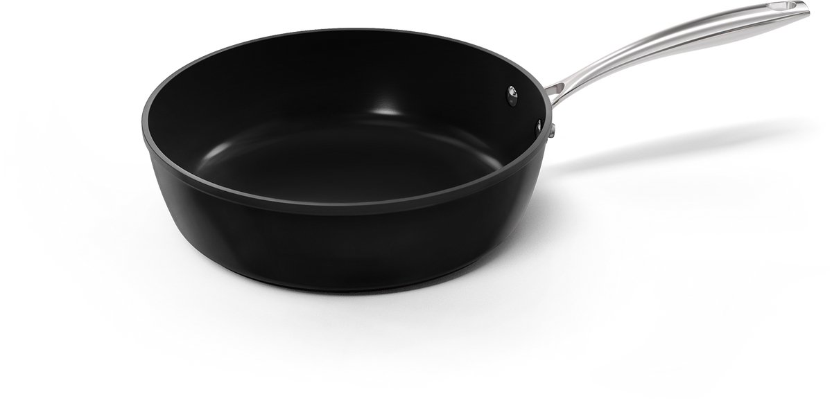 Cook & Pan - Hapjespan 24 cm - PFAS vrij - Inductie Keramisch - Non stick - 7 jaar garantie - Zwart