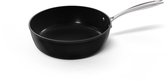 Cook & Pan Hapjespan Ø 24 cm Zwart - PFAS vrij - Alle Warmtebronnen - Cool Touch Handgreep - Steel Pan met 7 jaar Garantie - Krasbestendige Anti Aanbaklaag - Vaatwasserbestendig - Gas, Inductie, Elektrisch, Oven