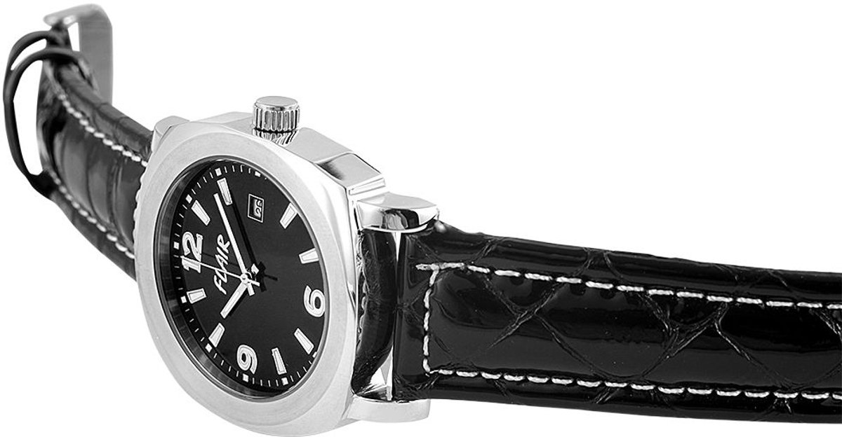 FLAIR Herenhorloge Echtleder Datumaanduiding