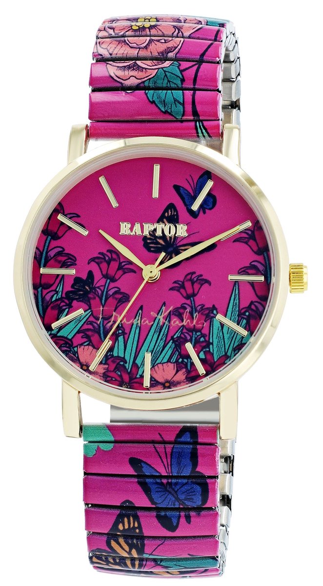 Raptor dameshorloge roestvrij staal Frida Kahlo Edition met roestvrijstalen band, 3 ATM, incl.