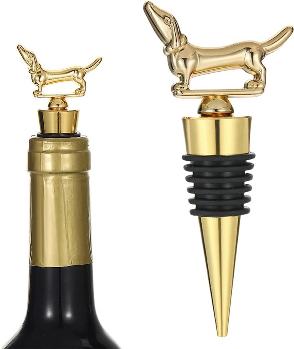 Decoratieve Flessendop in Teckel Design voor Wijn en Mousserende Dranken