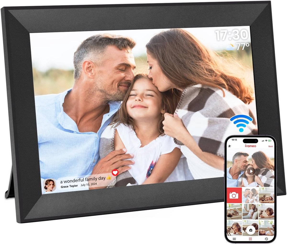 Digitale Fotolijst WiFi 10.1 Inch HD Touchscreen 32GB Opslag Automatisch Draaien