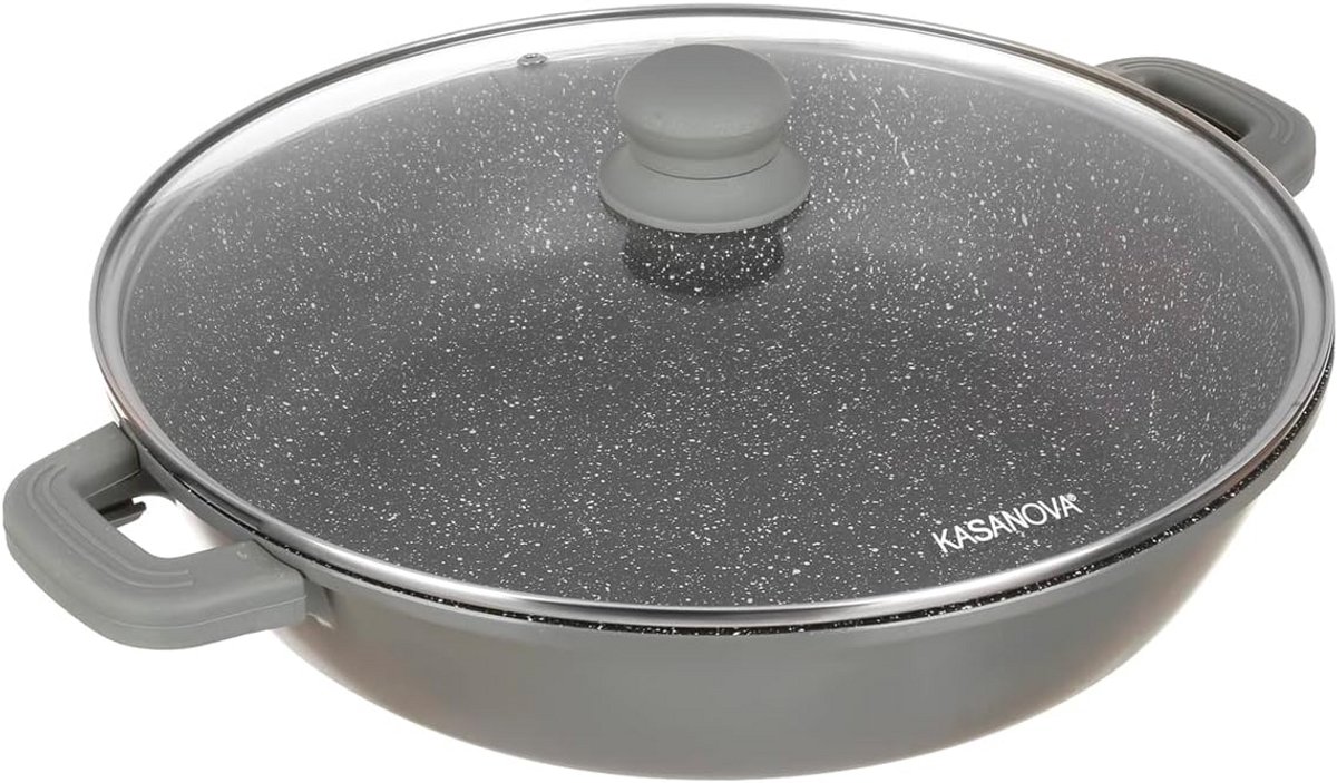 Grote koekenpan met deksel 32 cm aluminium antiaanbak