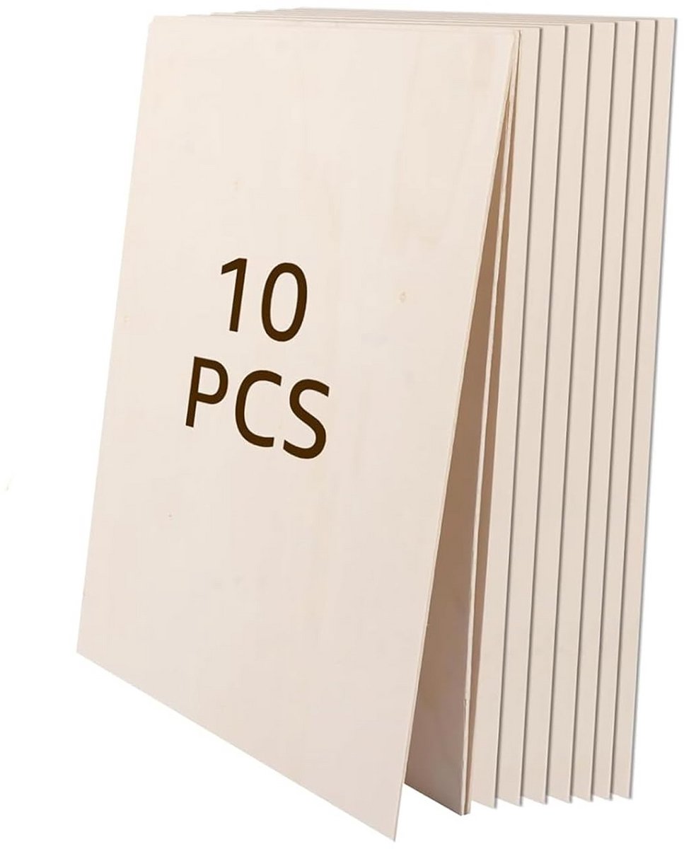 10x Multiplex Platen A3 (420x300mm) 3mm Dik Populierenhout voor Hobby en Knutselen