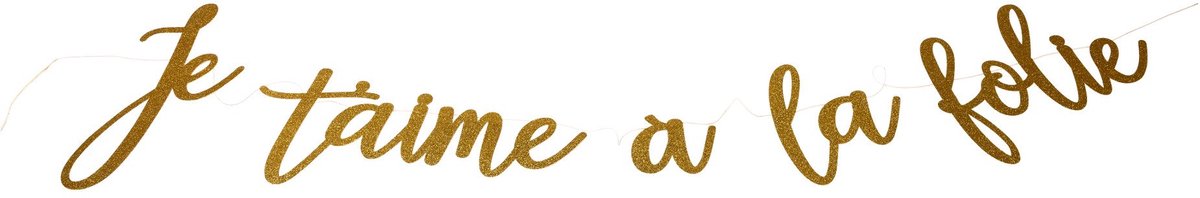 ARTYFETES - Kartonnen Slinger "Ik hou zielsveel van je" gouden glitter 1,40 m Valentijnsdecoratie